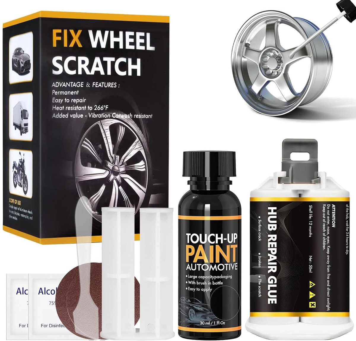 Argent Repair Kit for Car Scratches, Dent and Other Alloy Wheels, Aluminium Rim Repair Kit - ShopVlot