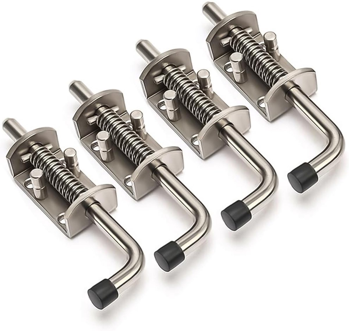 Spring Latch Stainless Steel 304 4 x 13.5 cm Spring Latch Heavy Duty Sliding Strip with Rubber Handle Lock Door Latch - ShopVlot