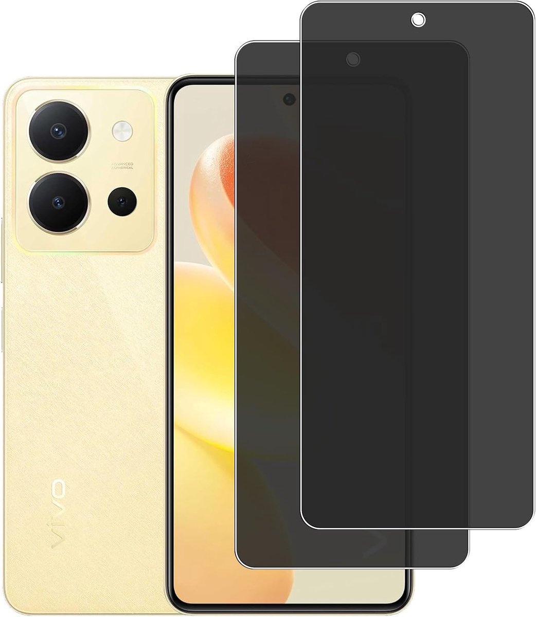[2 pieces for VIVO Y36 tempered glass privacy screen, 9H hardness, anti-spy, anti-spy, privacy screen, protective - ShopVlot