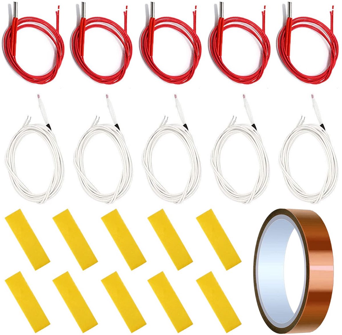 5Pcs 24V 40W 620 Ceramic Cartridge Heating 1m/3.3ft Wire for 3D Printer with 5Pcs 100K ohm NTC 3950 Thermistor, High - ShopVlot