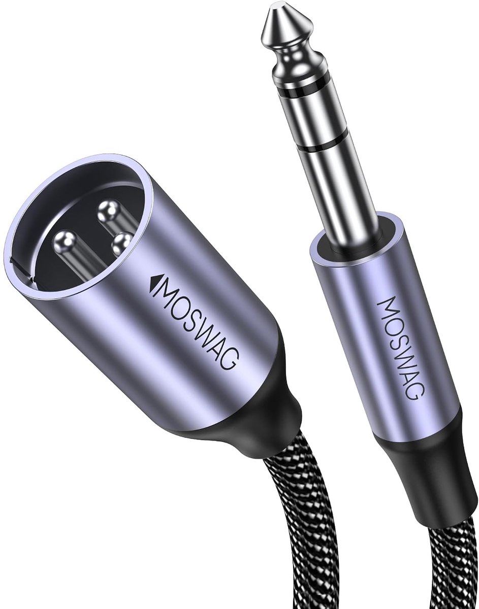 MOSWAG 6.35mm Male to XLR Male Cable, (Professional/HiFi), 3Pin Audio Cable, Braided, 3 Poles Plug, Guitar Cable, High - ShopVlot