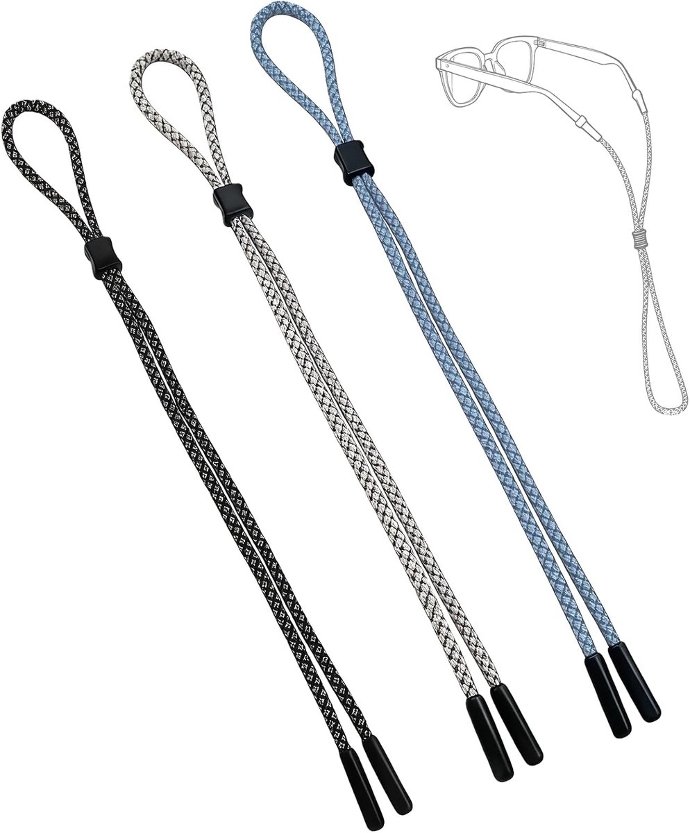 3 Pack Reflective Night Glasses Belt for Sports Glasses, Cycling Glasses, Adjustable Glasses Cord, Outdoor Lanyard for - ShopVlot