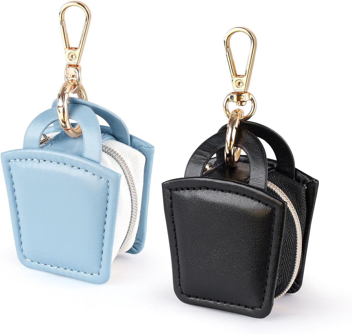 2 Pack Jewelry Ring Holder Keychain - Portable Travel Jewelry Case Ring Box, Mini Small PU Leather Women Earring - ShopVlot
