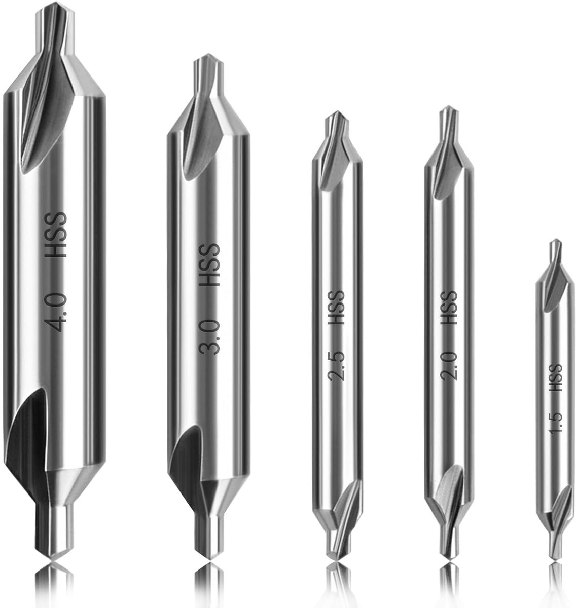 Centering Drill Bit Set, 5 Pieces, M2 High Speed Steel, 60 Degree Angle Centering Drill Set, Cone Galvanized Lathe - ShopVlot