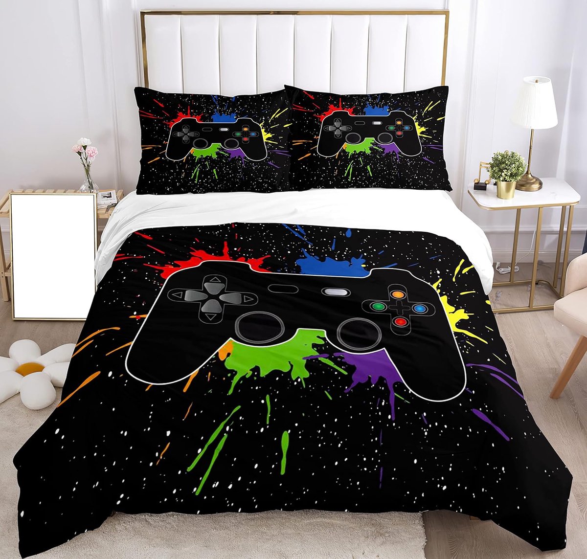 Bedline Children Children Gamepad, Linen Set Boys Gamepad Linen Linen Set 3D Effect Gamepad Print Microfiber - ShopVlot