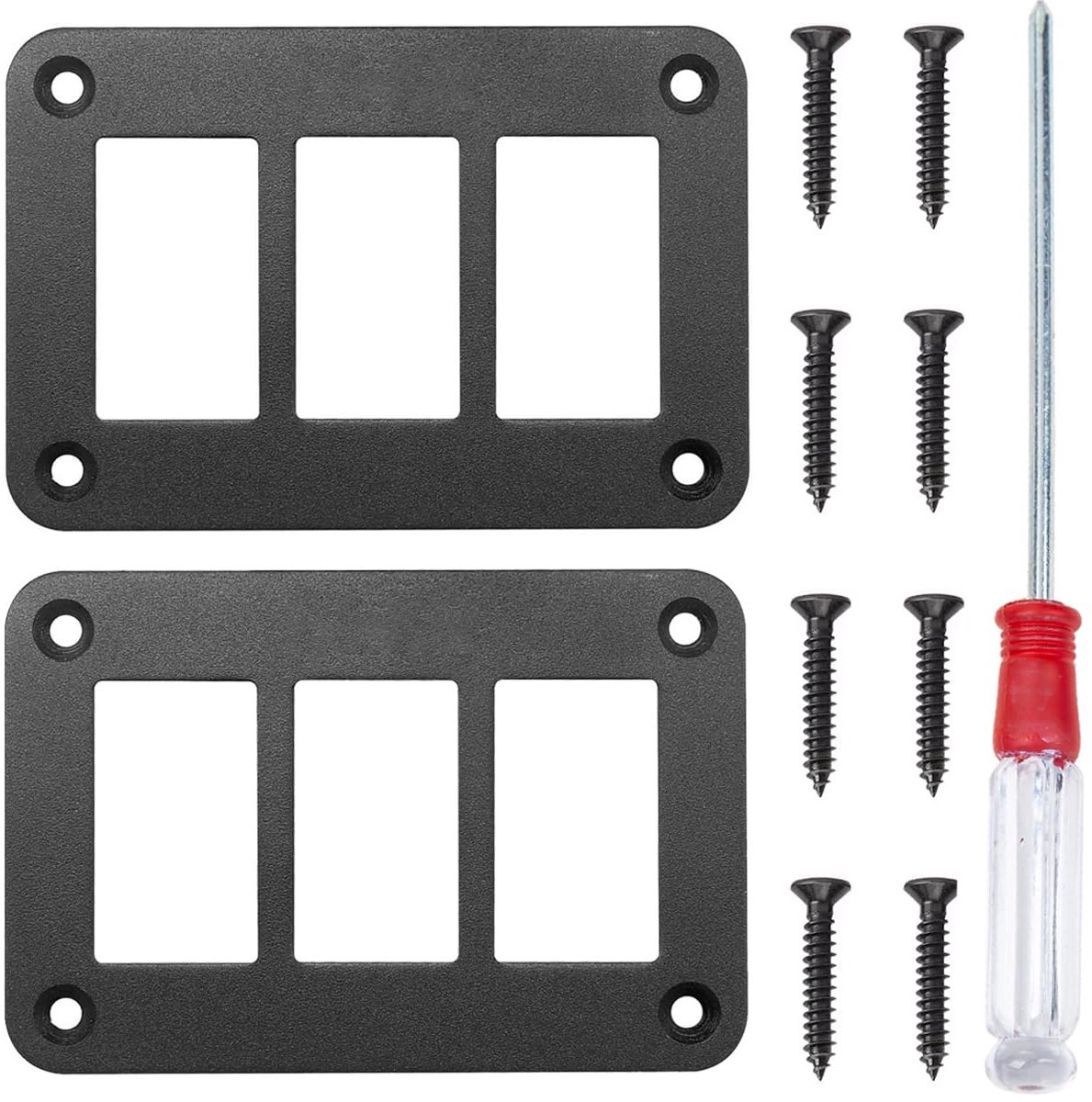 Toggle Switch Panel Holder 3 Way Panel Housing, 3 Group Waterproof Black Anodized Aluminum Switch Holder with Screws - ShopVlot