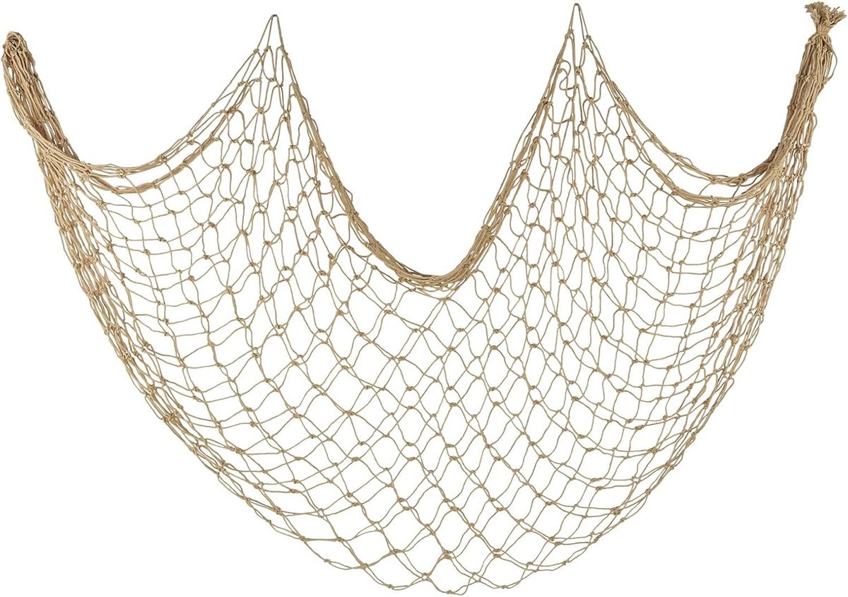 2 x 1 m decoratief visnet in mediterrane stijl, maritieme wanddecoratie, visnetten, muur strandthema's, wanddecoratie - ShopVlot