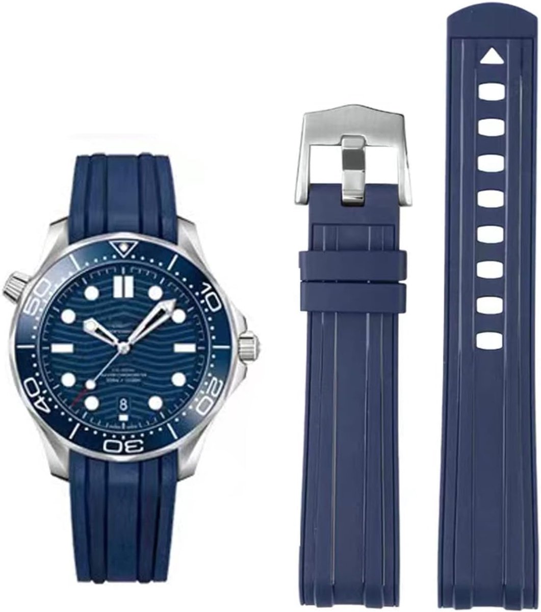 Watch Strap Compatible with Omega Silicone 20mm 22mm Soft Waterproof Strap For Watches for Omega Seamaster 300 - ShopVlot