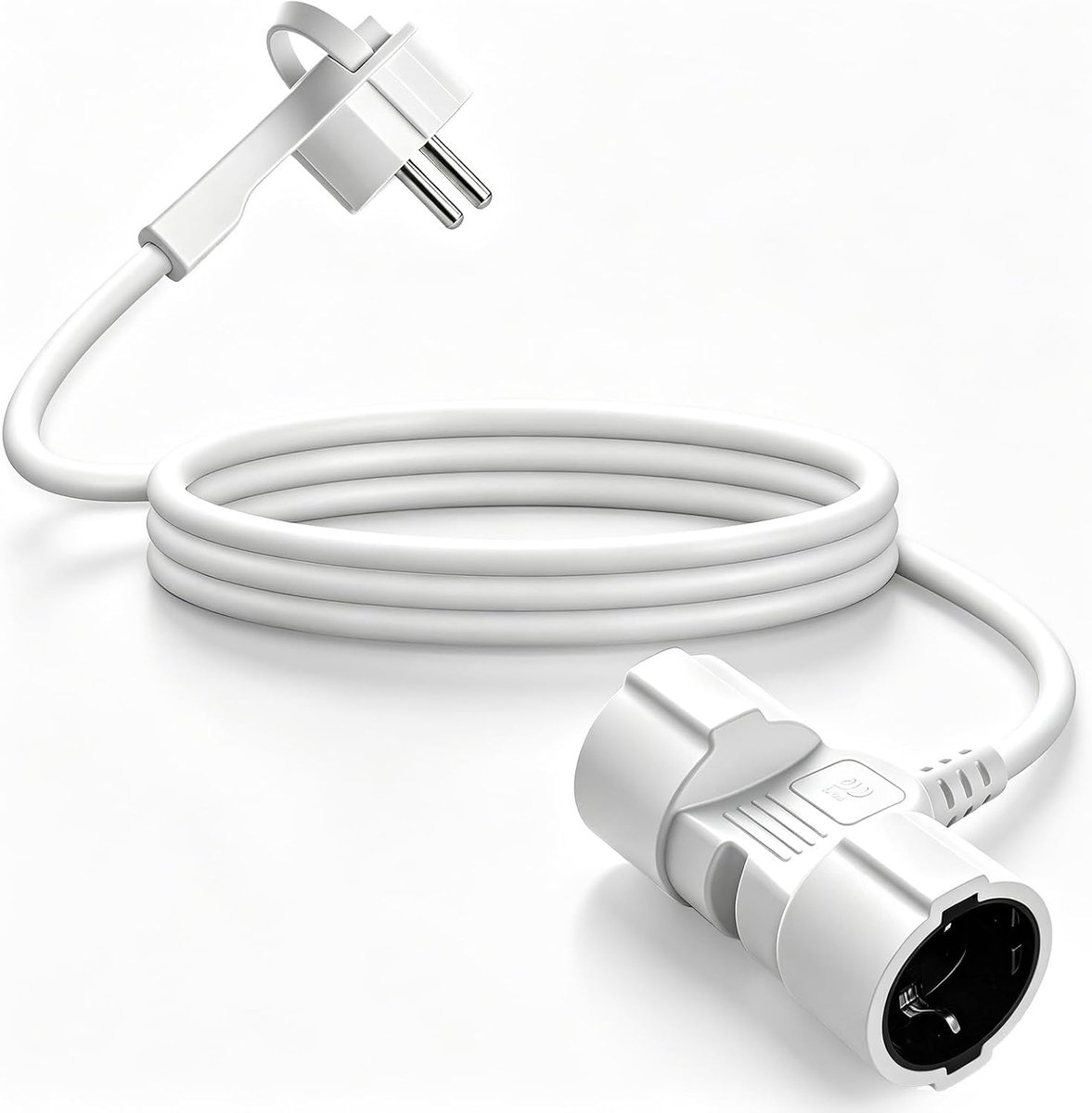 Dubbele stekker voor stopcontact verlengkabel 1,5m wit IP44 - Stopcontactadapter 2-voudig voor binnen en buiten - ShopVlot