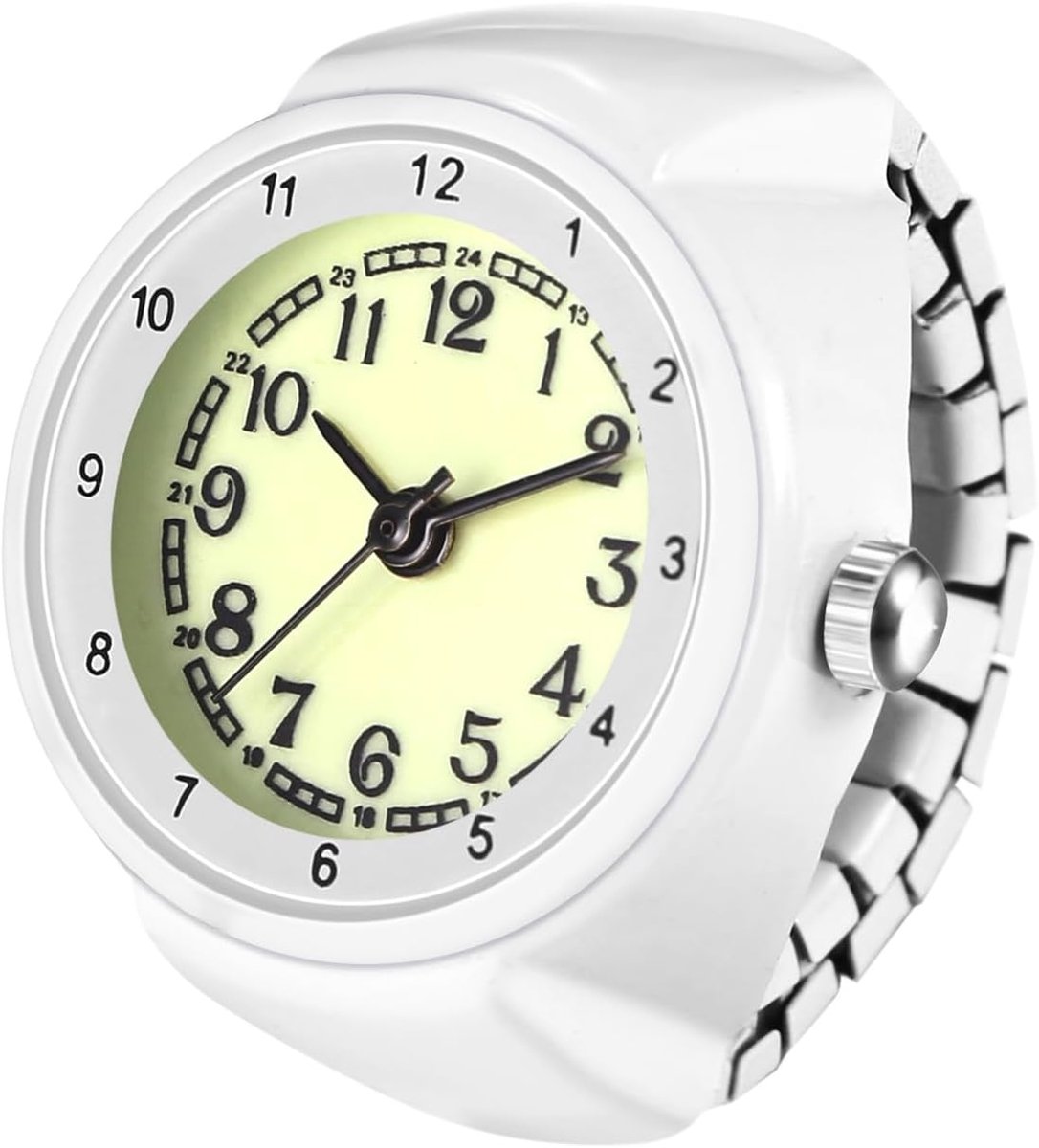 Avaner Ring Watch Women Men Stainless Steel: Modern Finger Watch with Elastic Stainless Steel Band Arabic Numerals - ShopVlot