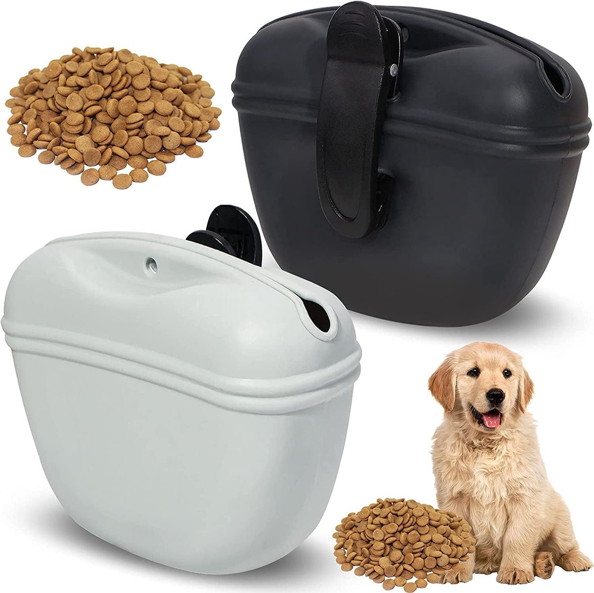 Kamehame Dog Treat Bag 2 Pcs Silicone Dog Treat Bag Portable Dog Training Treat Pouch with Magnetic Automatic Closure - ShopVlot