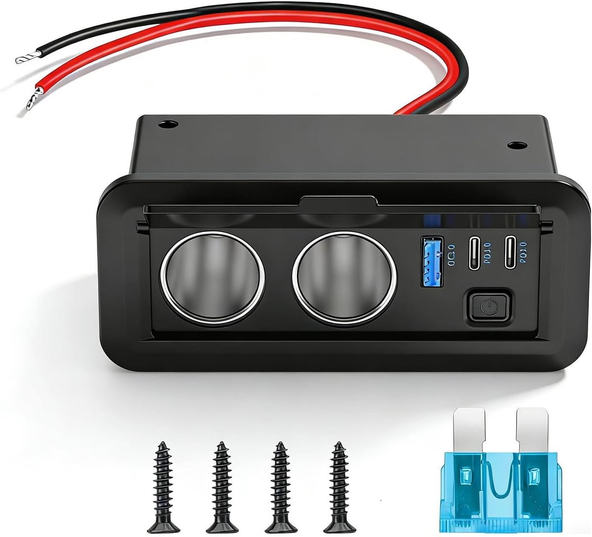 90 W multifunctionele sigarettenaansteker voor in de auto, 6-in-1 USB-uitgang met aan/uit schakelaar, 12 V, RV - ShopVlot