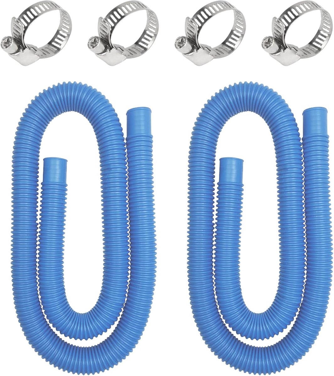 Pool Hose, 2 Pieces, 32 mm, 150 cm, with 4 Hose Clamps, Pump Hose, Suction Hose, Flexible Water Hose for Pool, Pool - ShopVlot