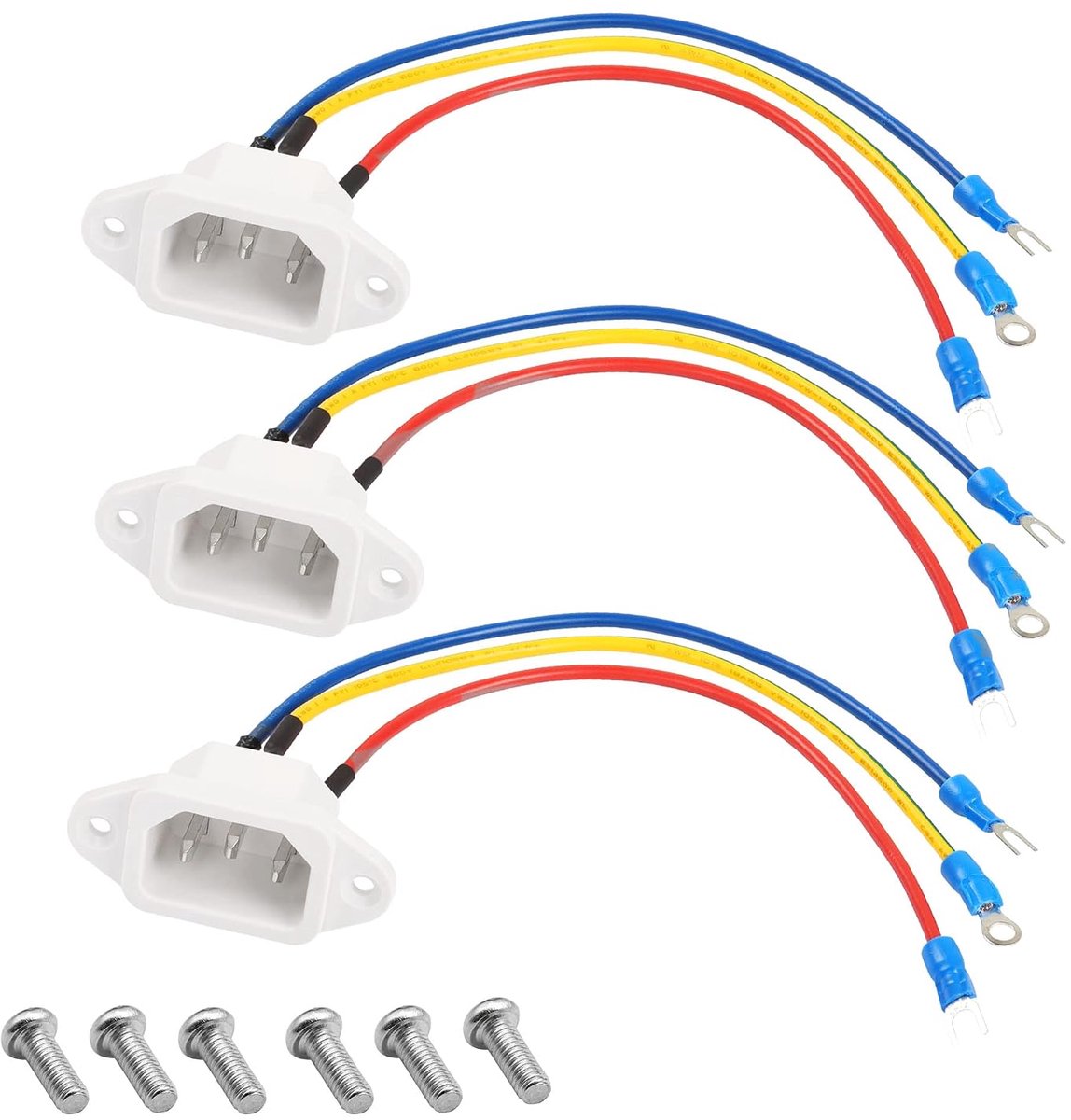SinLon IEC320 C14 Plug with 3 x 18 AWG 3 Pieces Suitable for Rice Cookers, Hot Cookers, Desktop Hosts, AC Sockets etc. - ShopVlot