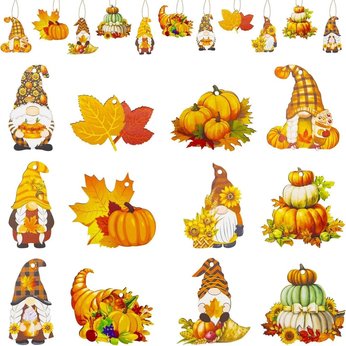 24 stuks herfstdecoratie om op te hangen, herfstdecoratie, hangende herfstdecoratie, raamdecoratie met henneptouw - ShopVlot