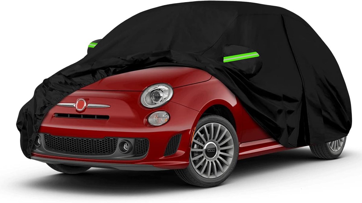 Car Cover Waterproof Compatible with 2007-2024 FIAT 500/500C/500E/Abarth Breathable Full Car Cover with Zipper & - ShopVlot