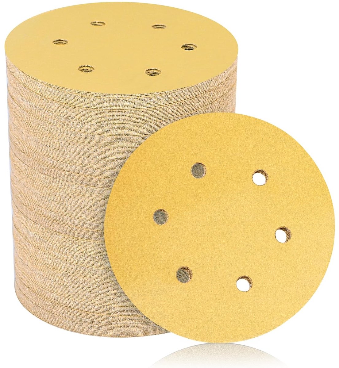 Stebruam 60PCS 150mm Sanding Discs Pads, 6-Hole Hook and Loop Sandpaper, Orbital Sanding Discs 60 80 120 180 240 400 - ShopVlot