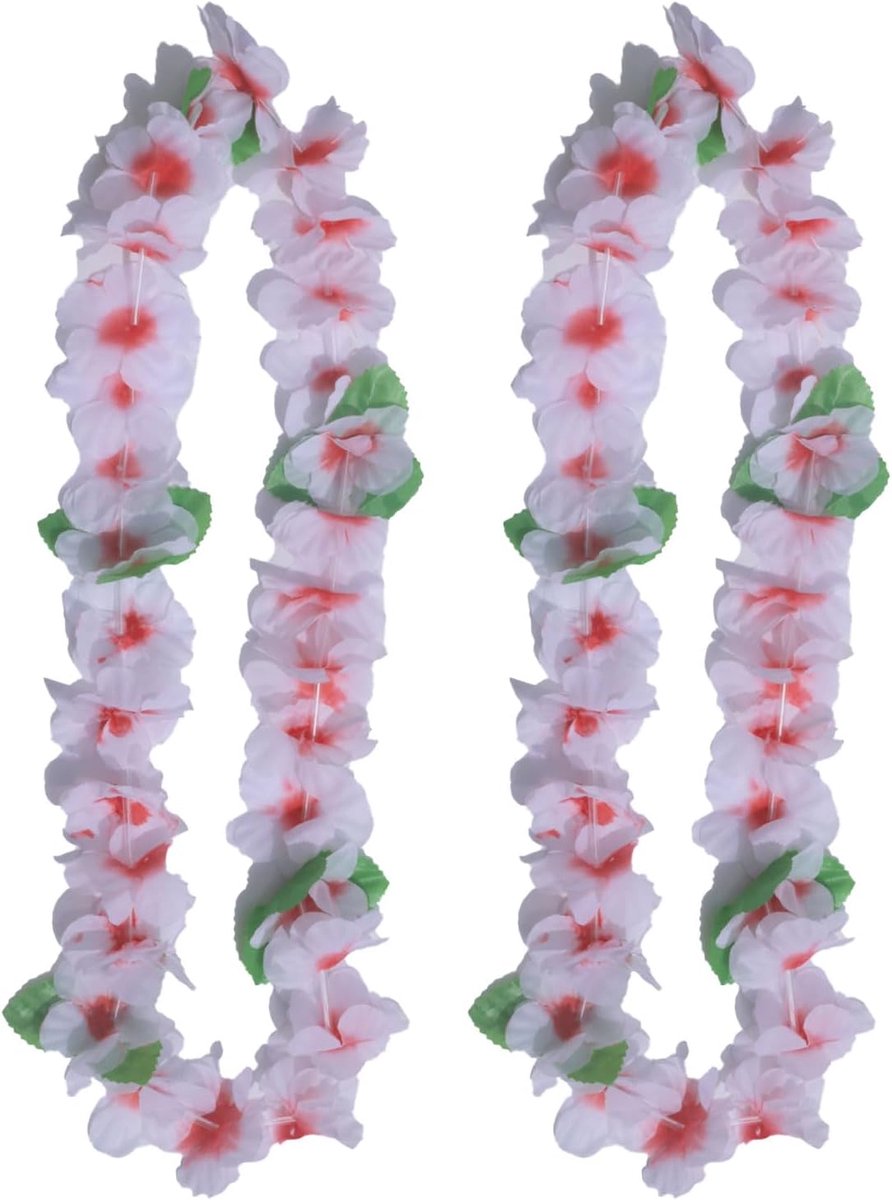 Hawaiian Garland Necklace 2 Pieces Hawaiian Tropical Party Decorations Hawaii Hula Multicolor Flower Garlands for - ShopVlot