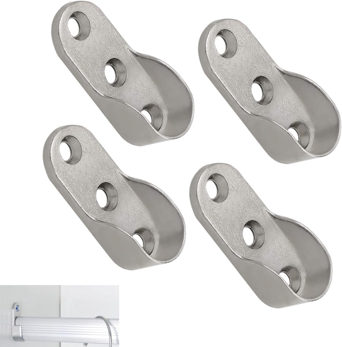 Cabinet Rail Holder, 4 Pieces Wardrobe Rail Hardware Holder Clothes Rail Clothes Rail Curtain Curtain Curtain Wardrobe - ShopVlot