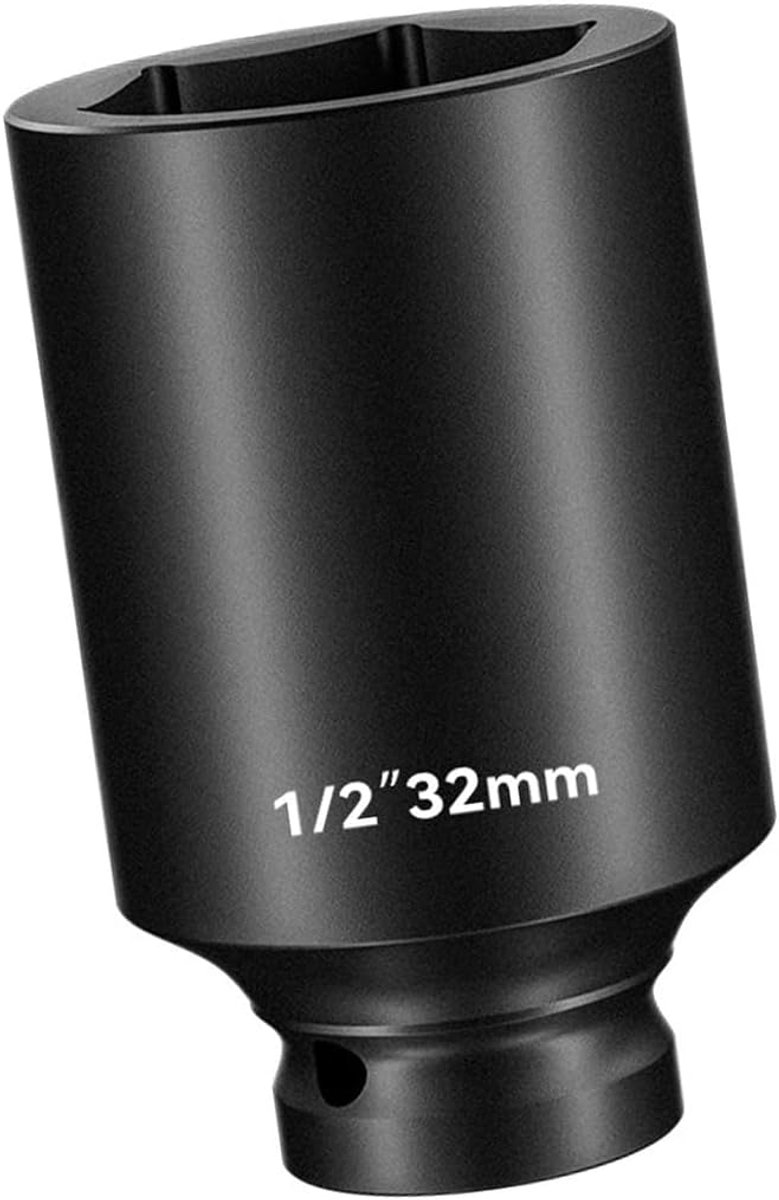 1/2" diepte-impact dop 32mm - CR-MO 6-punts - hoge breukbestendigheid - eenvoudig verwijderen van asmoeren - ShopVlot