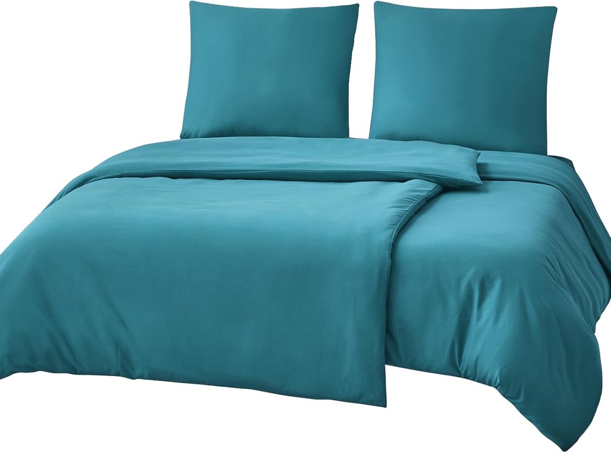 Beddenset 135 x 200 - 4-delig teal - 100% zachte microvezel - perfect slaapcomfort - ShopVlot