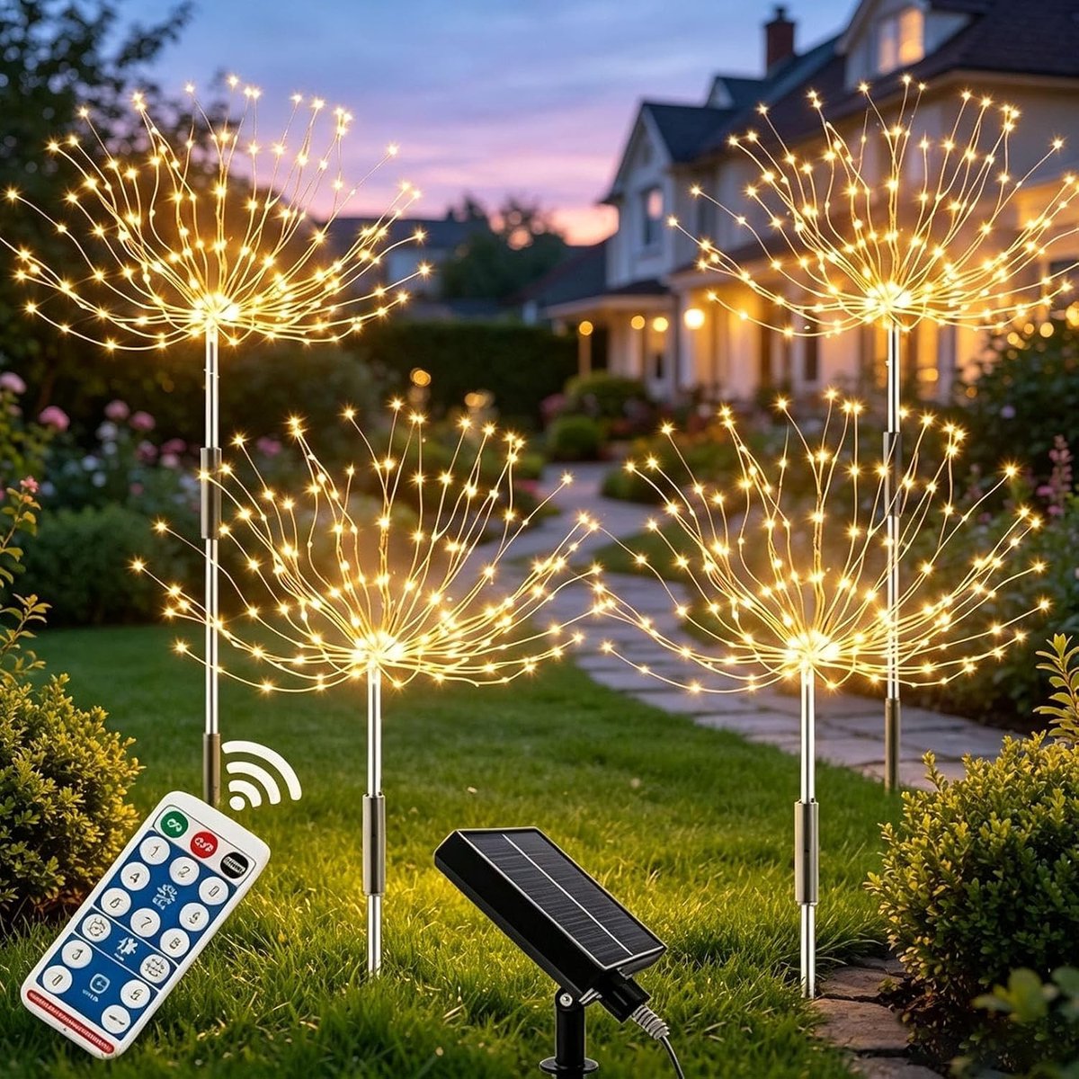 Zonnelampen - Warm Wit - 4 Stuks - 120 LEDs - Voor Tuin, Paden en Terras
