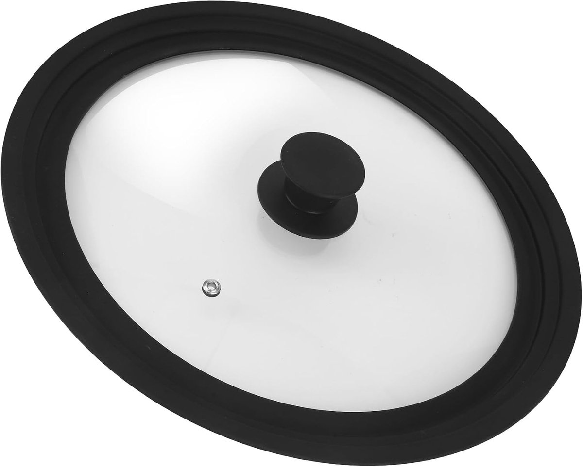 Universeel deksel 28-32 cm - zwart siliconen rand - hittebestendig - bespaart plaats - ShopVlot