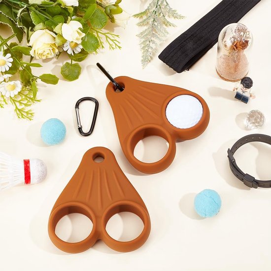 Golfbalhouder set van 2 - Bruin golfballen opbergtas - Eenvoudige bevestiging aan tas of kar - ShopVlot — afbeelding 3