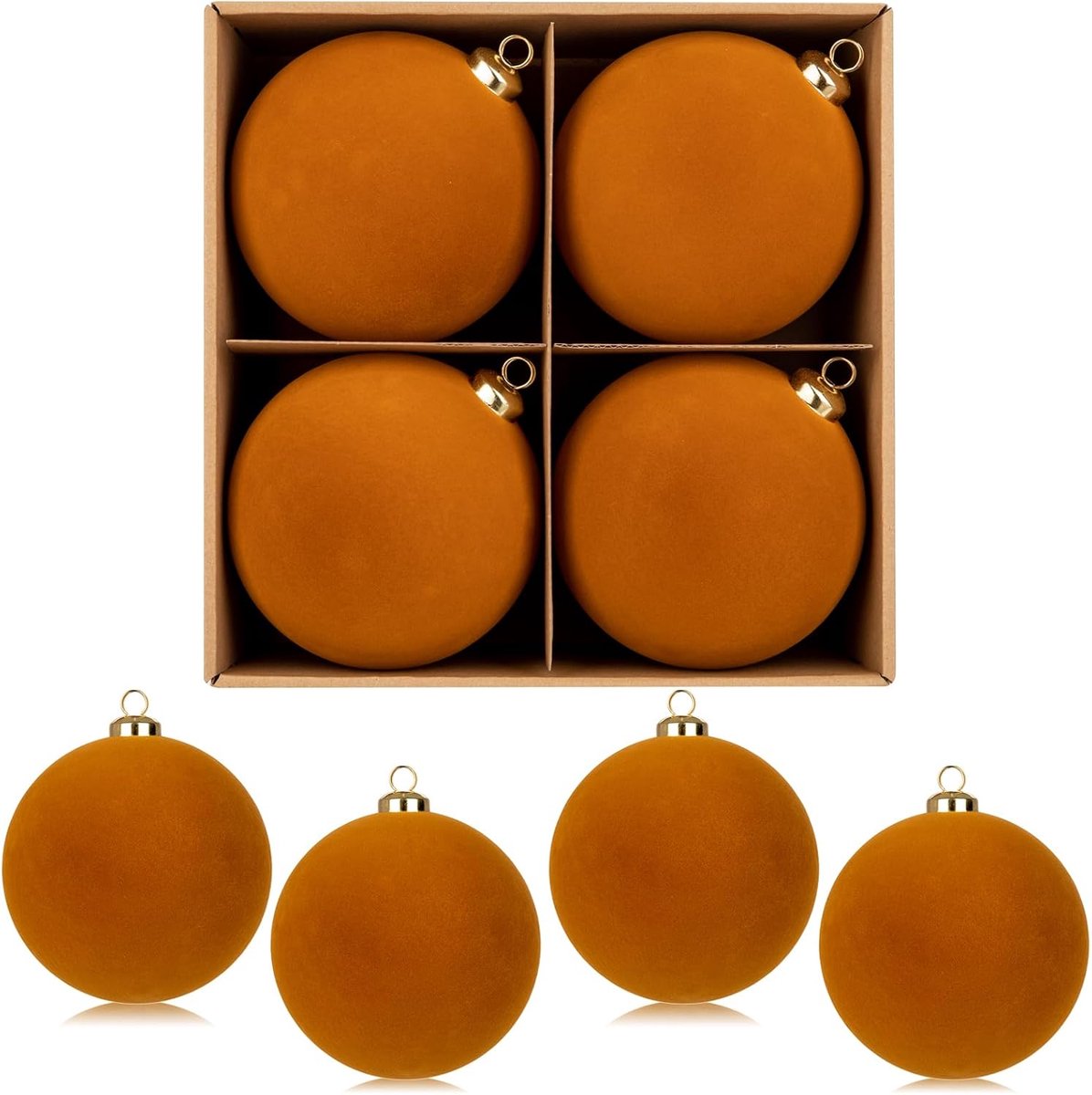 Kerstballen set van 4 - Fluwelige decoraties - Retro uitstraling - Creëer een sfeervolle kerst - ShopVlot
