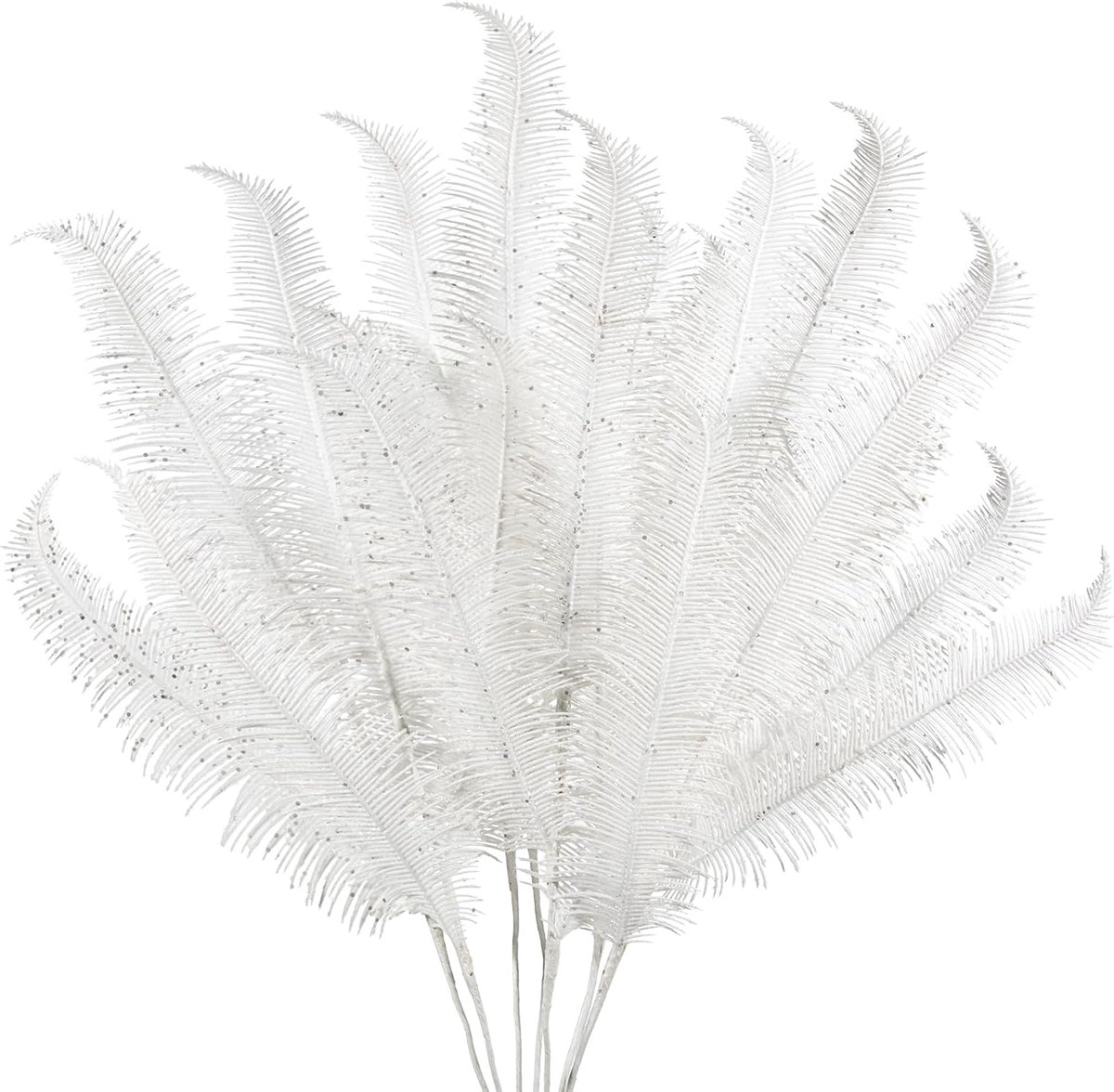 Kerstboom decoratie 28 inch - witte glitter veren takken - realistisch en lichtgewicht - ShopVlot