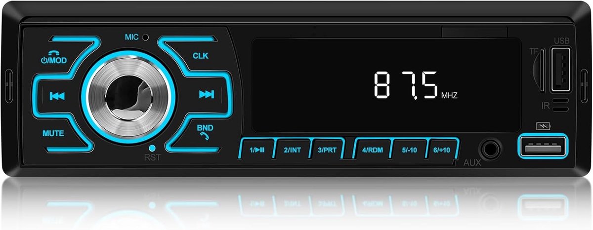 Bluetooth Autoradio - Zwart - 1 DIN - Met Geheugenfunctie en App Connect - Voor Auto's