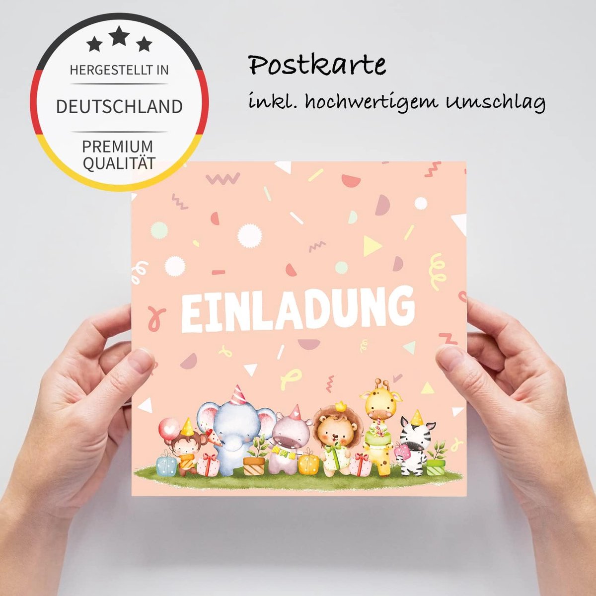Uitnodigingen kinderfeestje 12 stuks - 14.8 x 14.8 cm - dierenmotief - snel in te vullen - ShopVlot
