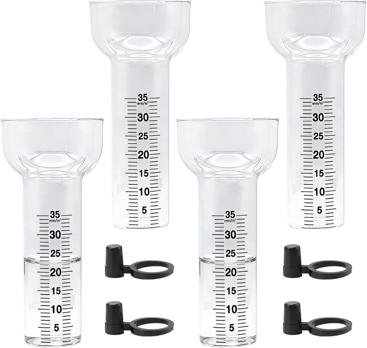 Regenmeter 4 stuks - Hoogborosilicaatglas - Transparant en duurzaam - Handig voor tuin en buiten - ShopVlot