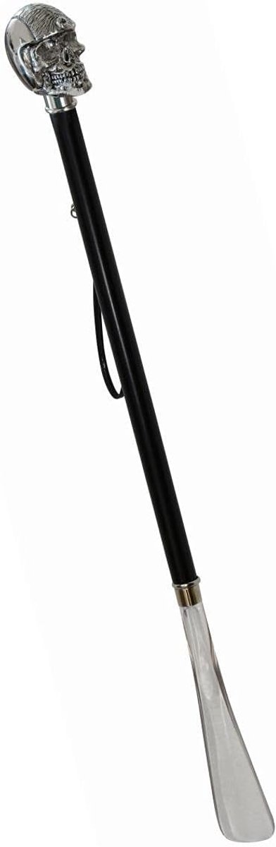 Schoenenlepel 70 cm - Zilveren hellrider als handvat - Zwarte houten steel - Handig voor gemakkelijk aantrekken - ShopVlot — afbeelding 3