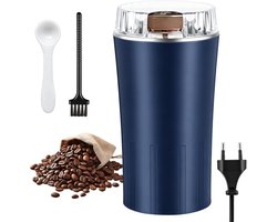 Elektrische Koffiemolen - Blauw - 76 x 92 x 175 mm - Roestvrijstalen Molen met 300W Motor - Voor Koffie, Specerijen en Noten
