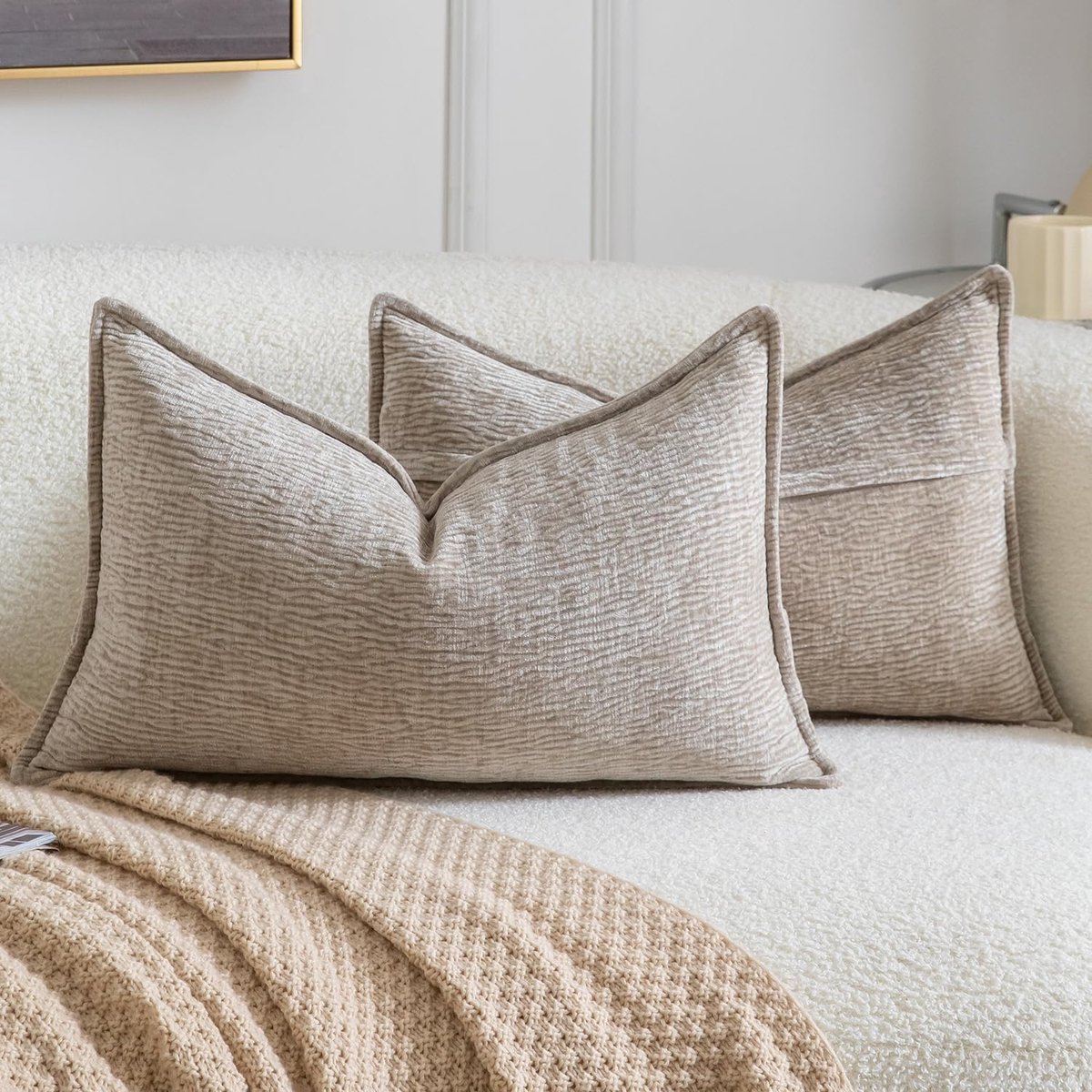 Kussenslopen 30x50cm - Zacht chenille - Elegante flensrand - Perfect voor ontspanning - ShopVlot