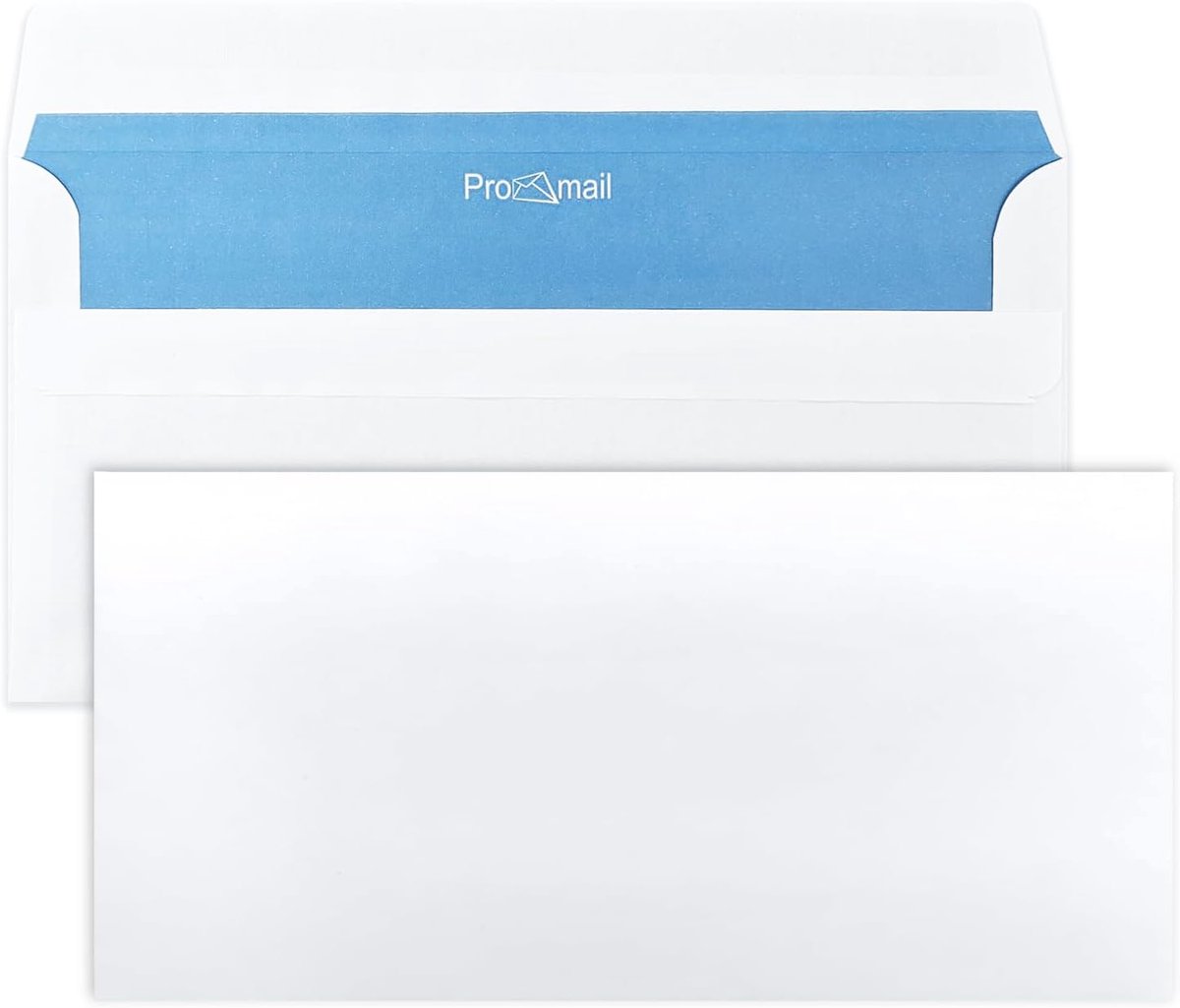 Enveloppen DL 110x220mm - Wit 80g met blauwe binnenprint - Zelfklevend voor brieven - ShopVlot