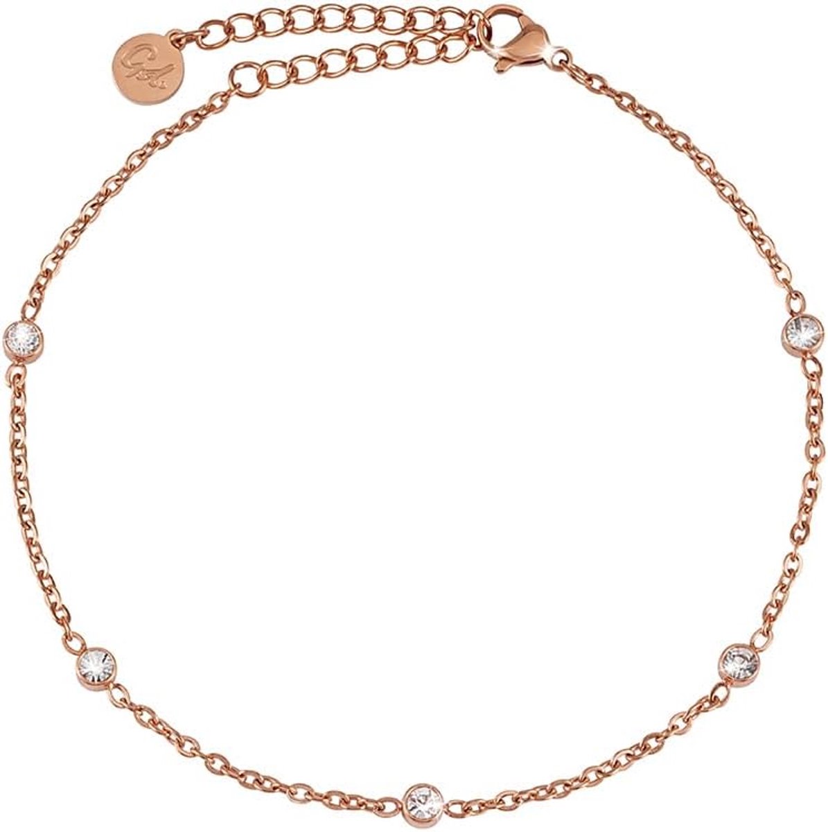 Enkelbandje voor vrouwen verstelbaar - RVS in 18K goud en zilver - Waterdicht - Sprankelende stippen - ShopVlot