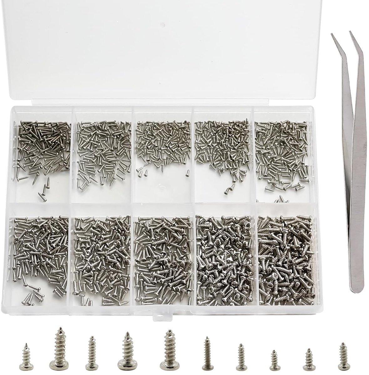 Mini zelftappende schroeven 1200Pcs - Assortiment M1/M1.2/M1.4/M1.7 - Ideaal voor brillen, horloges en elektronica - ShopVlot