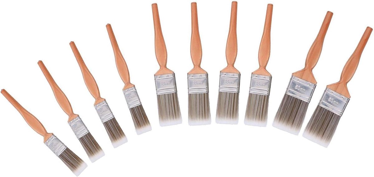 Verfkwasten set van 10 - houten handvat - diverse maten - ideaal voor schilderprojecten - ShopVlot