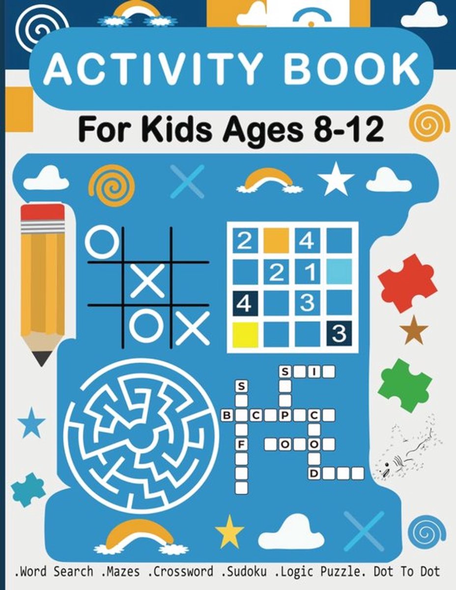 SnelShoppen - Activity Book voor Kinderen 8-12 jaar: Puzzels, Doolhoven, Punt-voor-Punt, Logische Puzzels, Woordzoekers, Kruiswoordraadsels, Sudoku en