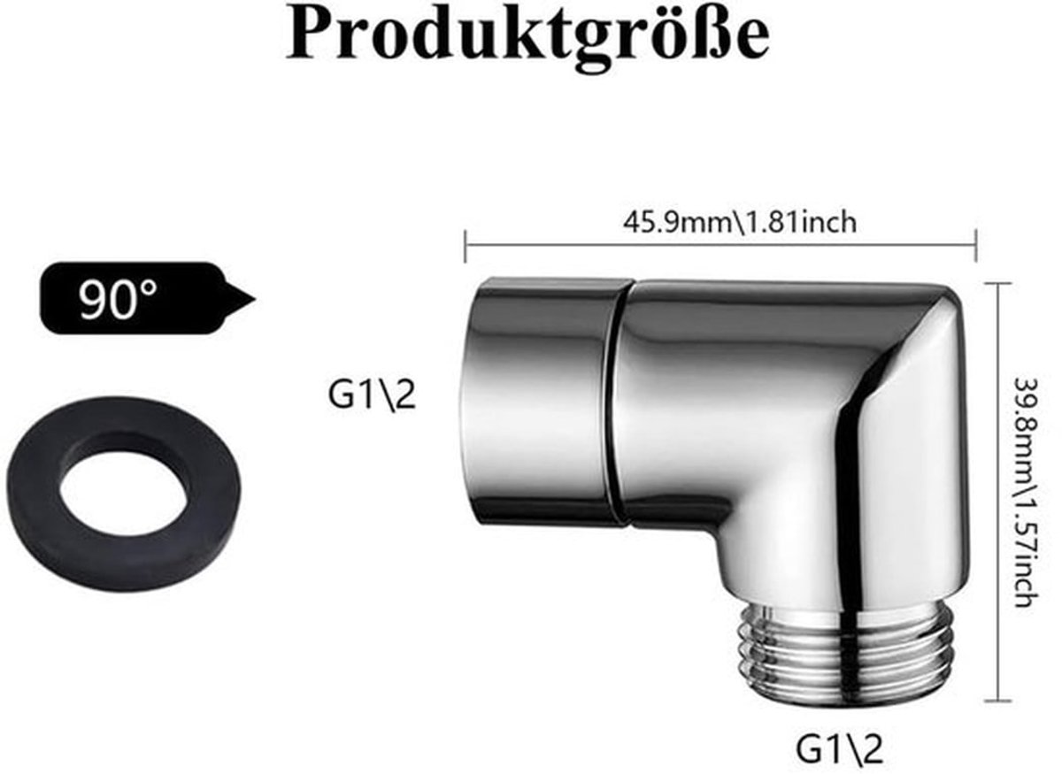 Hand Shower Adapter 90° - Douche Slang Aansluiting met Hinge Connector