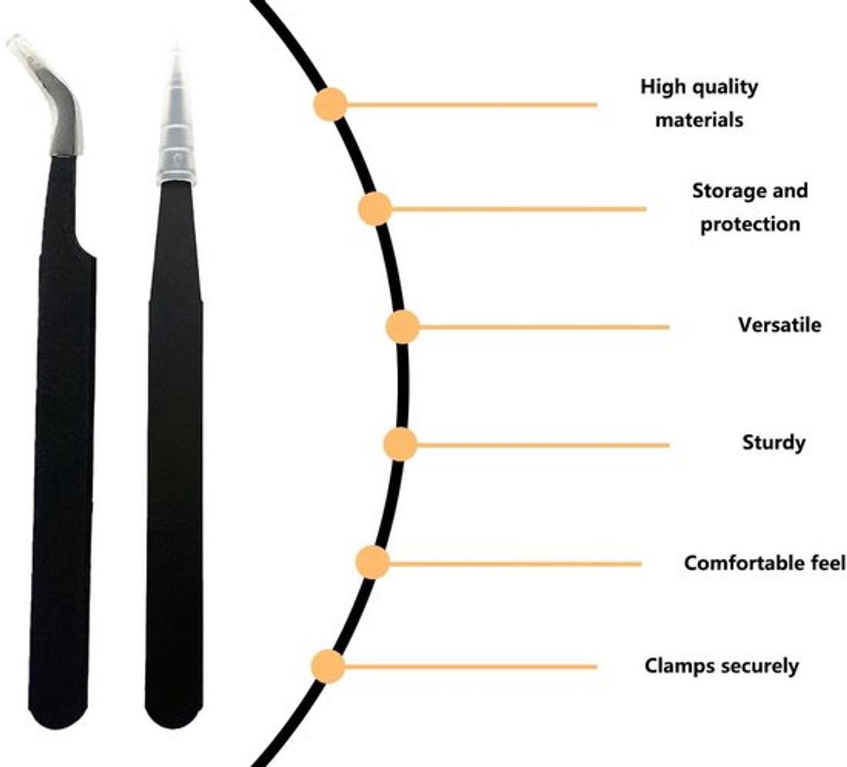 Pincet Set - 2 Stuks - Roestvrij Staal - Antistatisch - Precisie Pincet - Wimperpincet - Rechte/Curve Punten
