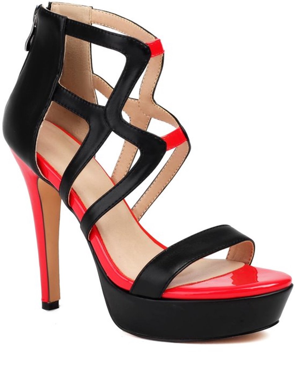 Avondsandalen met plateauzool - Hoge hakken 13 cm - Open teen - Ritssluiting achter - Comfortabel en duurzaam - Modieuze feestschoenen - Haksandalen
