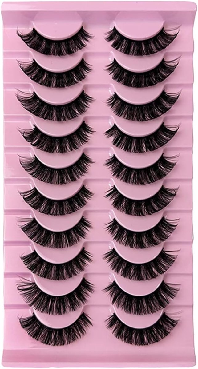 Wimpers wispy stripwimpers 10 paar - natuurlijke look - ultradunne katoenen band - benadruk je ogen - ShopVlot