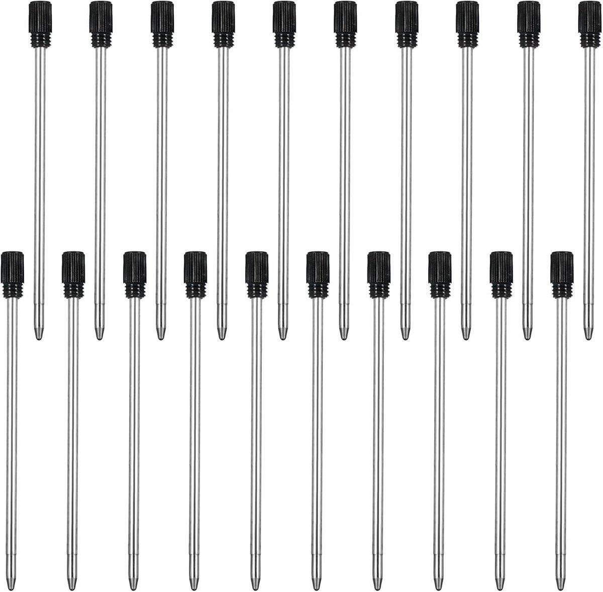 Ballpoint pen navullingen 7cm - 20 stuks zwart - vervangbare inktpatronen - ideaal voor school en kantoor - ShopVlot