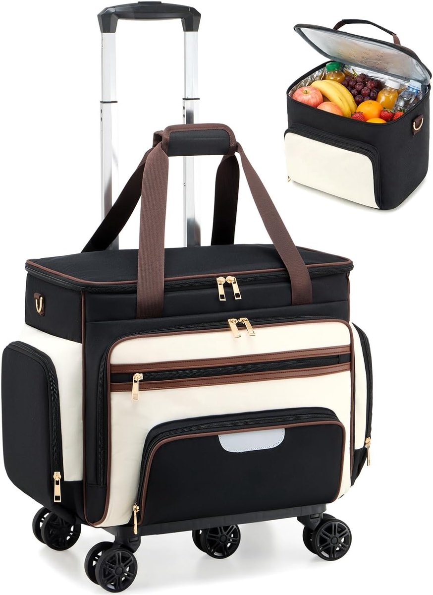 Rollende leraar draagtas 15,6 inch - zwart - 5 wielen - perfect voor organisatie - ShopVlot