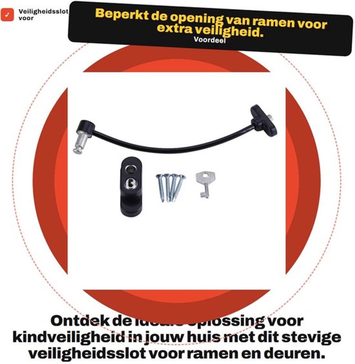 Veiligheidsslot - Zinklegering Behuizing - Beperking Kabel - Voor Ramen/Deuren - Eenvoudig te Bedienen - Krasbestendig/Corrosiebestendig - Raamslot