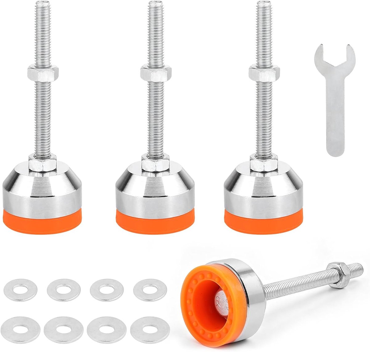 Leveler voeten set van 4 - M8 × 80 mm - Diameter 40 mm - Verstelbare voeten met rubberen buffer - Ideaal voor meubels - ShopVlot