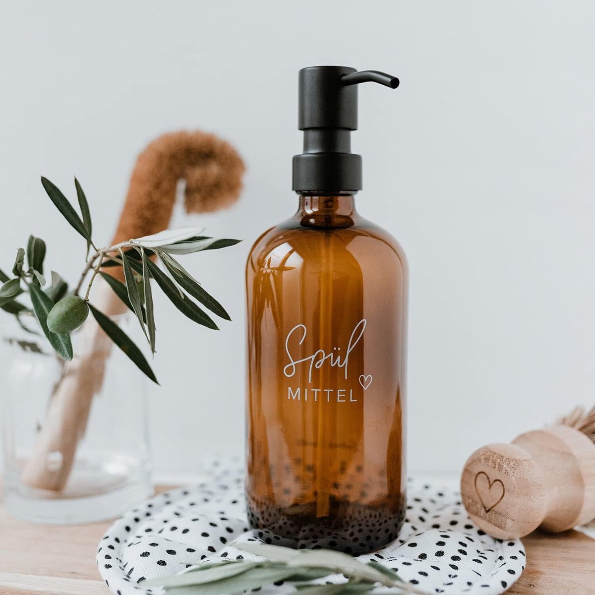 Afwasmiddel dispenser - bruin glas - stijlvol ontwerp - ideaal voor keuken - ShopVlot